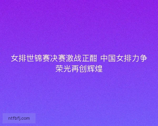 女排世锦赛决赛激战正酣 中国女排力争荣光再创辉煌 女排世锦赛决赛激战正酣 中国女排力争荣光再创辉煌