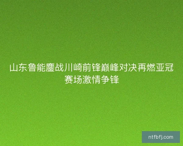 山东鲁能鏖战川崎前锋巅峰对决再燃亚冠赛场激情争锋